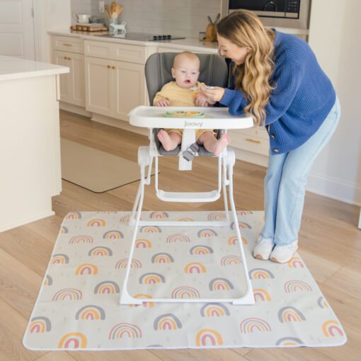 Baby Splat Floor Mat for Under High Chair - Rainbow Print - Image 5