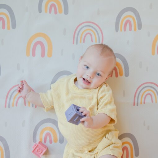 Baby Splat Floor Mat for Under High Chair - Rainbow Print - Image 3