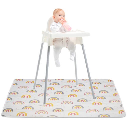 Baby Splat Floor Mat for Under High Chair - Rainbow Print - Image 8