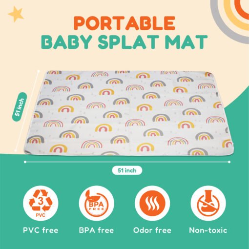 Baby Splat Floor Mat for Under High Chair - Rainbow Print - Image 11