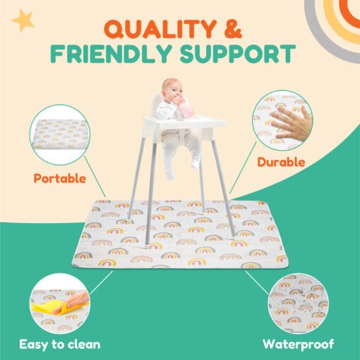 Baby Splat Floor Mat for Under High Chair - Rainbow Print - Image 9
