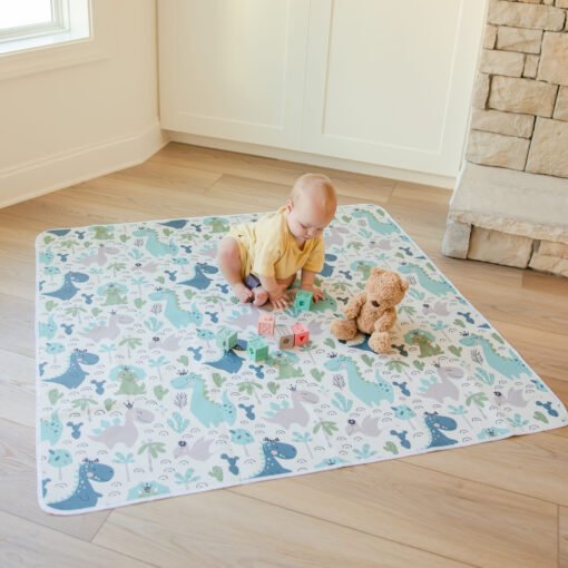 Baby Splat Floor Mat for Under High Chair - Dinosaur Print - Image 4