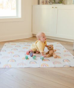 Baby Splat Floor Mat for Under High Chair - Rainbow Print